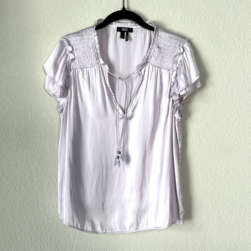 Satin, short sleeve blouse, small